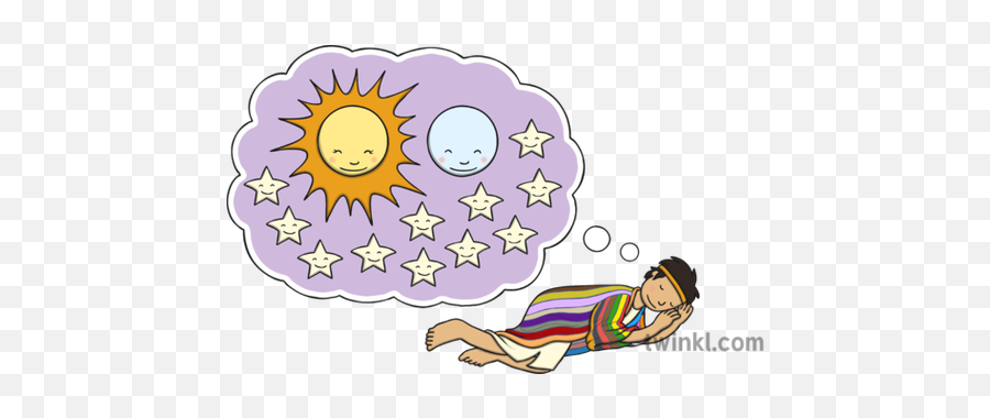 Joseph Dreaming About Bowing Sun Moon And Stars Illustration - Dream Sun Moon Stars Emoji,Bowing Emoticon