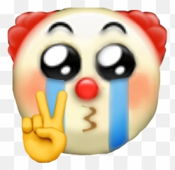 Clown Clowncheck Emoji Freetoedit - Crying With Peace Sign