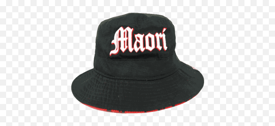 Maori Black Bucket Hat With White Embroidery - Black Brim Baseball Cap Emoji,White Emoji Bucket Hat