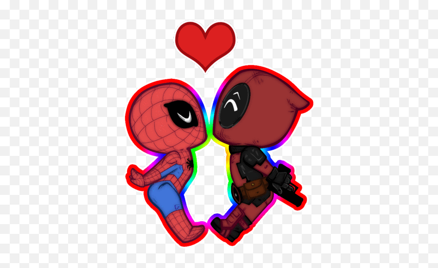 Latest Project - Spiderman And Deadpool Love Chibi Emoji,Raspberry Emoji Gif