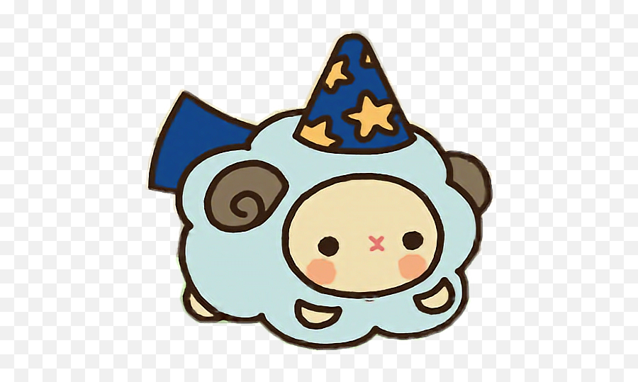 Sheep Cute Kawaii Adorable Blue Wizard - Adorable Kawaii Emoji,Wizard Hat Emoji