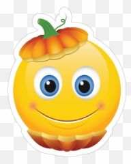 Cute Pumpkin Head Emoji Sticker - Emoji,Pumpkin Emoji Png