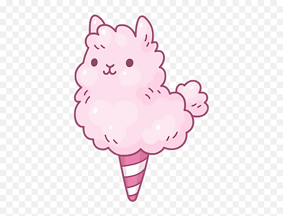Kawaii Pink Cottoncandy Sticker - Llama Cotton Candy Emoji,Cotton Candy Emoji