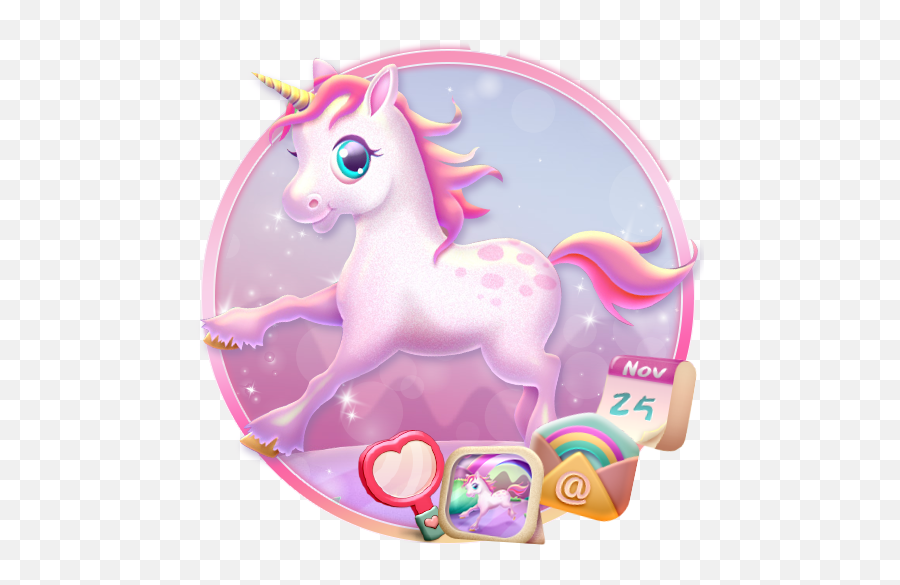 Pink Unicorn Launcher Theme Live Hd - Animal Figure Emoji,Unicorn Emoji Tinder