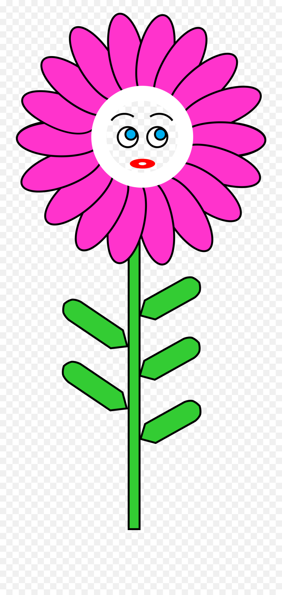Magenta Flower With Face Vector Free - Clipart Flower With Smiley Face Emoji,Flower Emoji Face