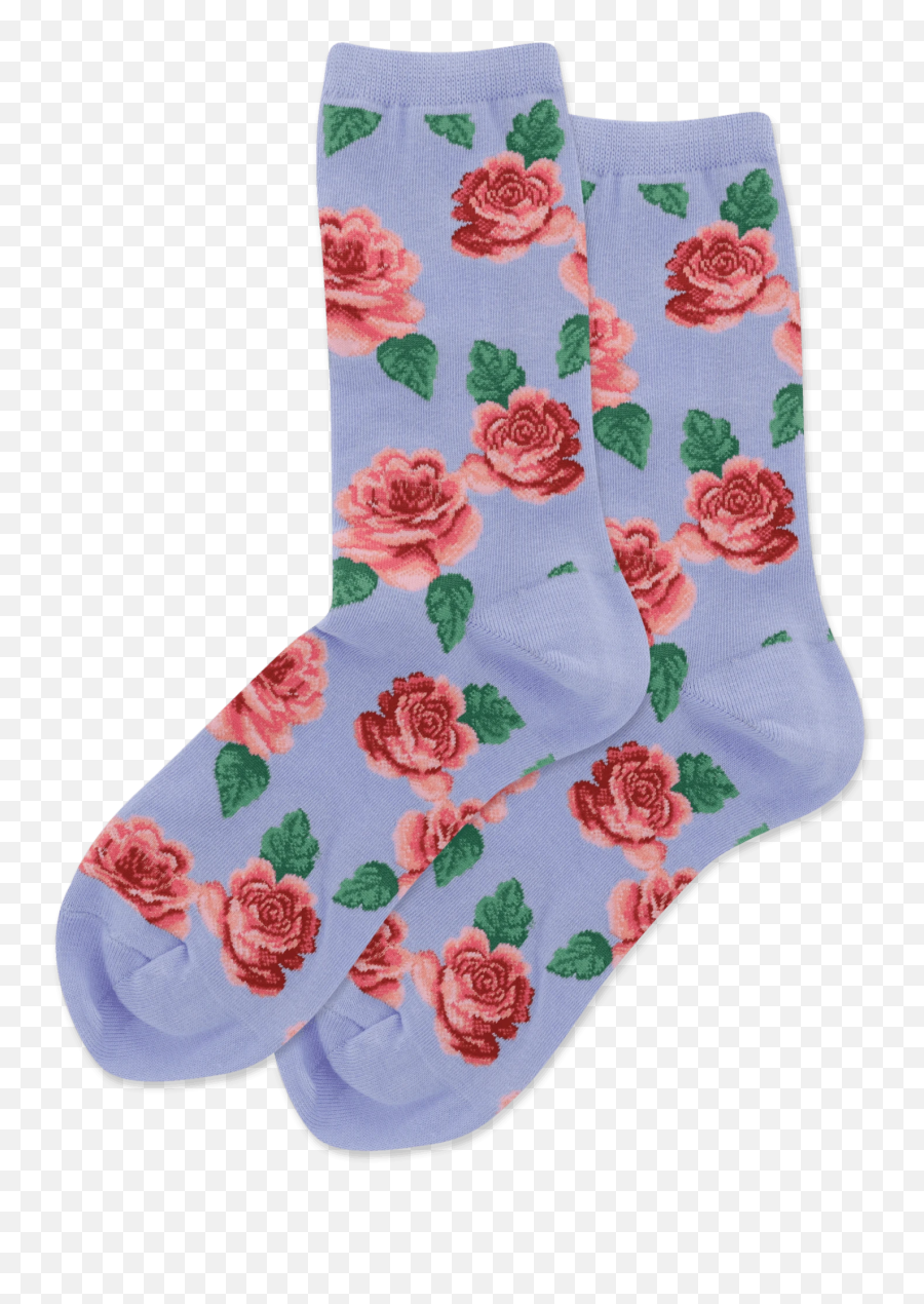 Womens Rose Print Crew Socks U2013 Hotsox - Sock Emoji,Potted Plant Emoji