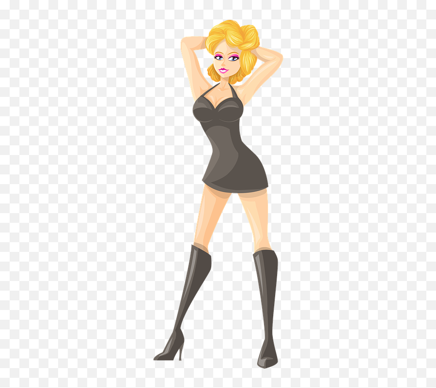 Black Blonde Comic Characters - Woman In Short Skirt Cartoon Emoji,Black Emoji Skirt