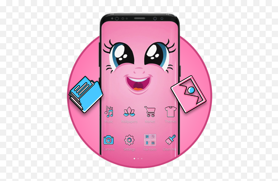 Pink Cartoon Smiley Face Emoji Theme - Cartoon,Hack Emoji