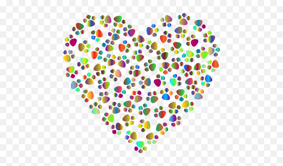 Colorful Heart With Paw Prints - Paw Print Heart Shape Emoji,Emojis Making A Heart