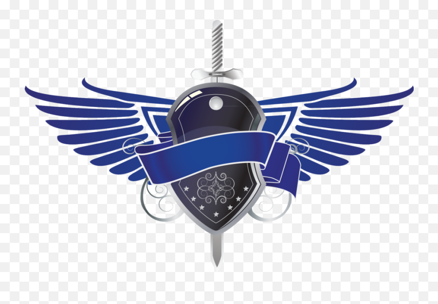A Blue Sheild Wings Psd Official Psds - Logo Shield With Wings Emoji,Sheild Emoji