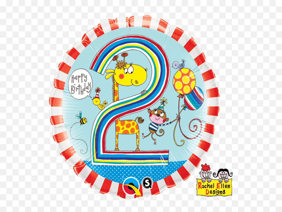 18 Rachel Ellen - Age 2 Giraffe Stripes Qualatex Foil Circle Design For Wedding Card Emoji,Carnival Emoji 2