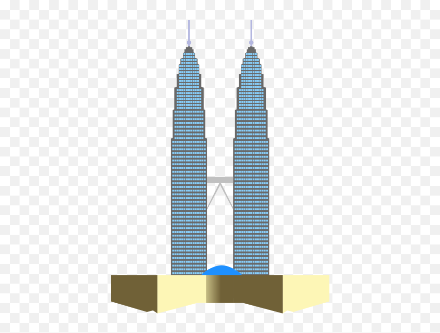 Petronas Twin Towers In Kuala Lumpur Vector Clip Art - Malaysia Twin Tower Drawing Emoji,Eiffel Tower Emoji
