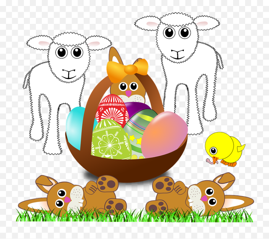 Paschal Lamb Lamps Bunnies Easter - Easter Bunny At Breakfast Emoji,Easter Basket Emoji