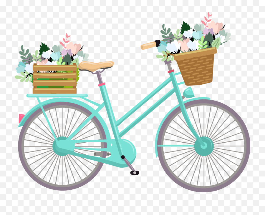 Bike With Flowers Clipart 3 - Bike Clipart With Flowers Emoji,Car Old Lady Flower Emoji