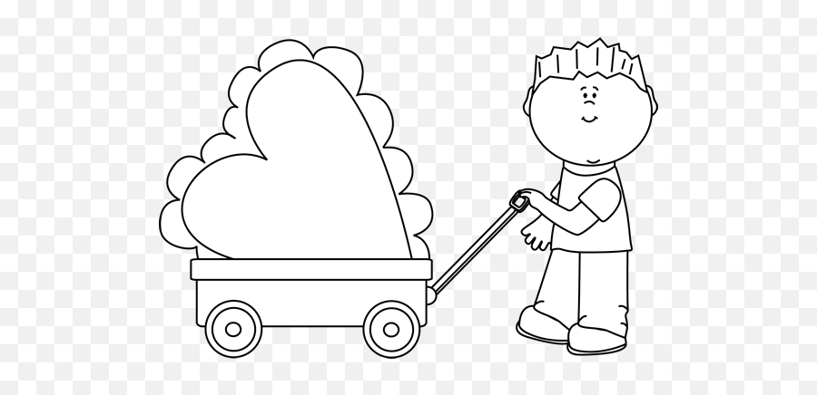 Pulling A Wagon Clipart Black And White - Black And White Clipart Valentines Boy Emoji,Pulling Hair Out Emoji