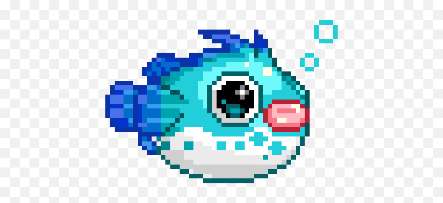 Pufferfish Fish Ocean Pixel - Pixel Fish Gif Transparent Background Emoji,P...
