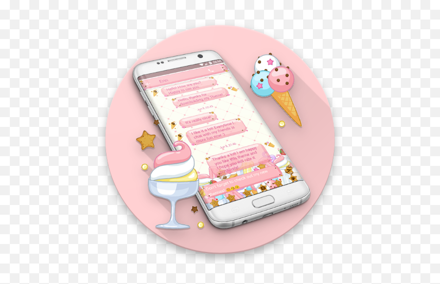 Sms Messages Ice Cream Theme - Mobile Phone Emoji,Og Peach Emoji