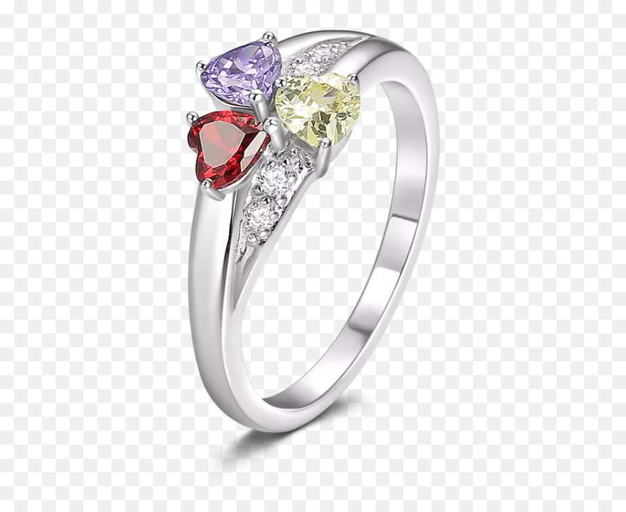 Engraved Heart Birthstone Mothers Ring Silver - Ring Emoji,Wedding Ring Emoji