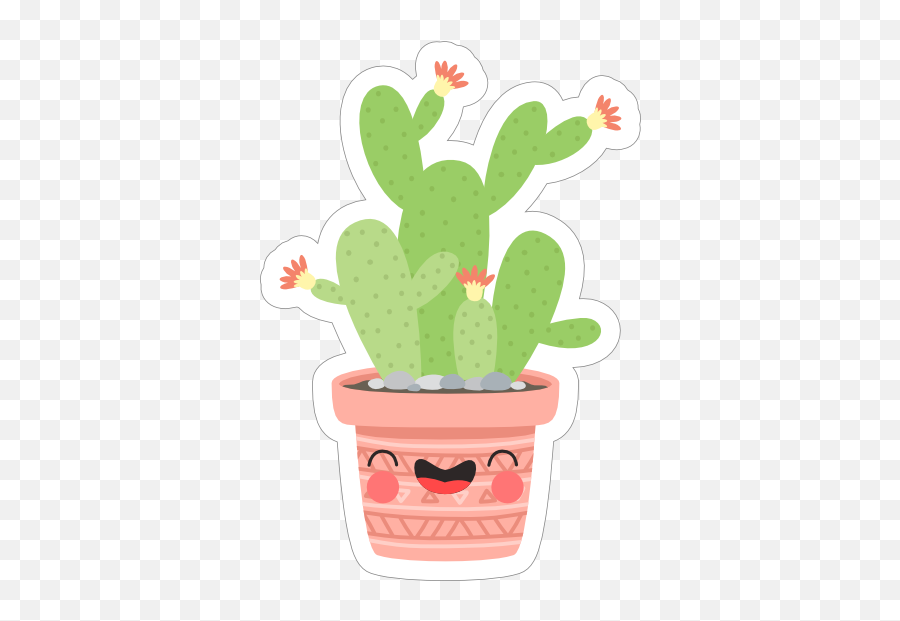 Cactus In A Happy Pink Pot Sticker - Barbary Fig Emoji,Potted Plant Emoji