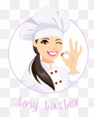 Tiny Taster Here I Am Tiny Taster Because I Am Only 5 Feet - Cartoon Lady Chef Logo Emoji,Aok Emoji