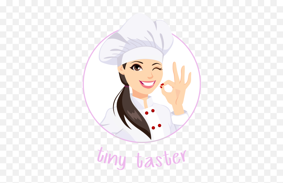 Tiny Taster Here I Am Tiny Taster Because I Am Only 5 Feet - Cartoon Lady Chef Logo Emoji,Aok Emoji