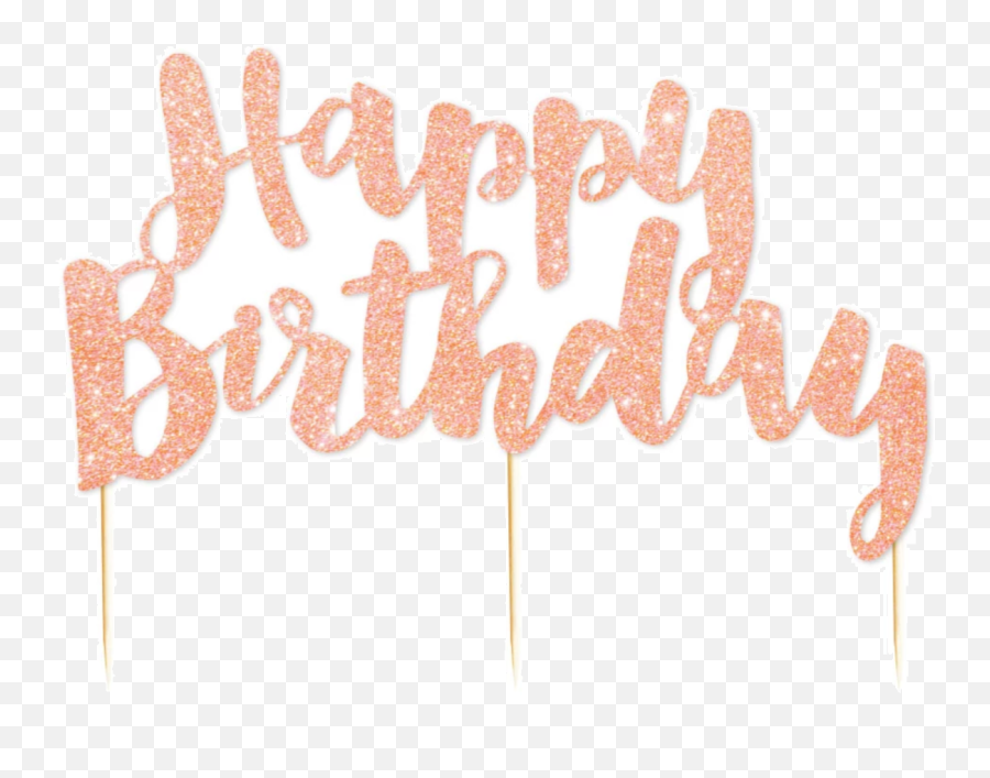 Illume Cake Topper Happy Birthday Glitter Rose Gold - Birthday Emoji,Emoji Happy Birthday