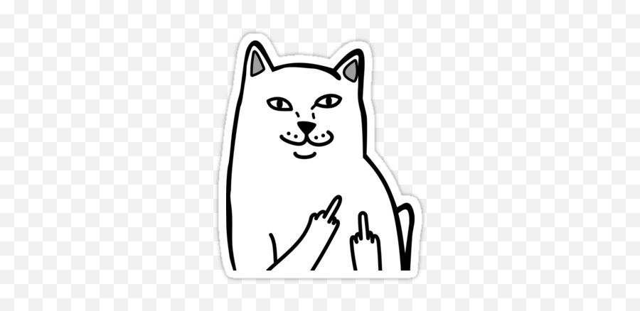 Cat Drawing Middle Finger - Middle Finger Cat Meme Emoji,Flip Off Finger Emoji