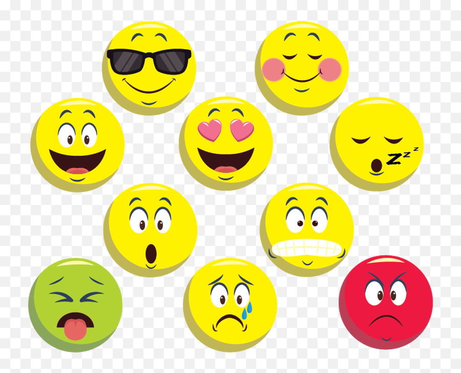 Feeling Faces 2 Round Decals Set Of 12 Ballyhoo - Smiley Emoji,Metal Emoticon