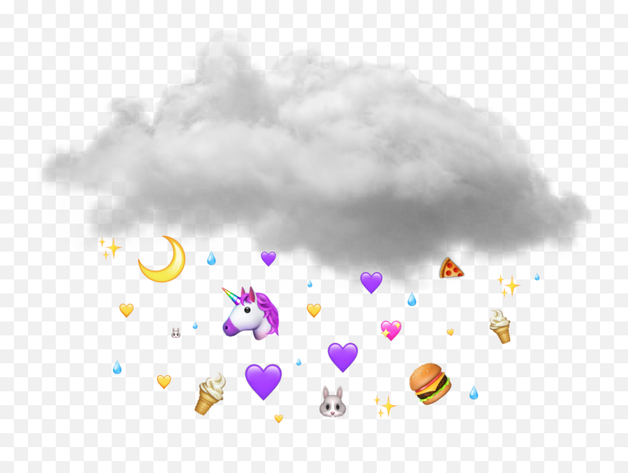 Emoji Cloud Aesthetic Sticker - Illustration,Make It Rain Emoji Text