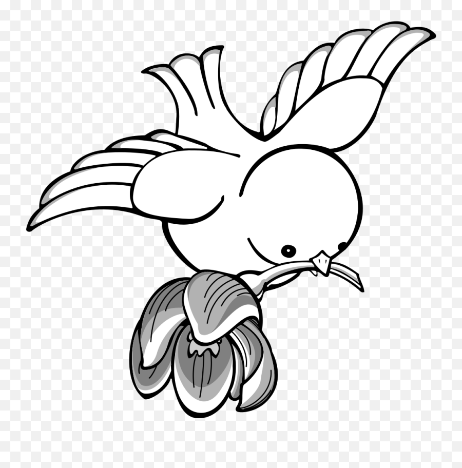 Bird Flying With Flower Png Svg Clip Art For Web - Download Simple Bird And Flower Drawing Emoji,Flying Bird Emoji