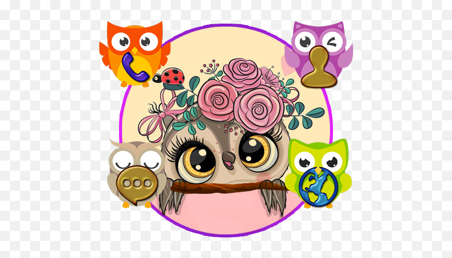 Download Cute Owl Apus Launcher Theme Free For Android - Drawing Emoji,Owl Emojis For Android