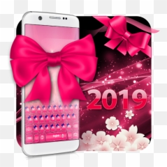Pink Glow Ribbon Keyboard - Mobile Phone Emoji,Emoji Ribbon
