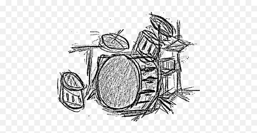 Sketch Of A Drum Set - Drum Sketch Png Emoji,French Horn Emoji