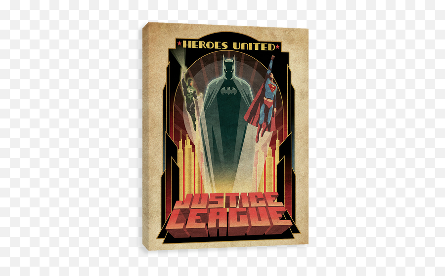 Art Deco Justice Heroes United - Superman Batman Green Lantern Flash Poster Emoji,Justice Emoji