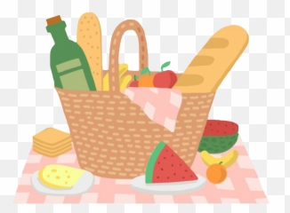 Picnic Basket Wine Bread Cheese Watermelon Banana Apple - Cute Picnic Basket Cartoon Emoji,Basket Emoji