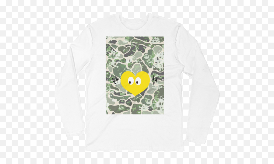 Ps Heart Of Gold Limited Camo Long Sleeve Fitted Crew Sold By Pandas U0026 Shit Emoji,Shit Emoticon