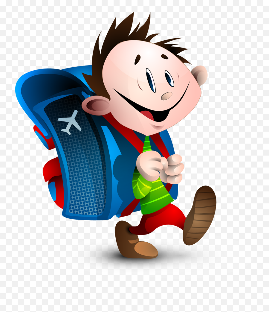 Clipart Walking Boy School Bag Clipart Walking Boy School - Clip Art Emoji,Emoji School Bag