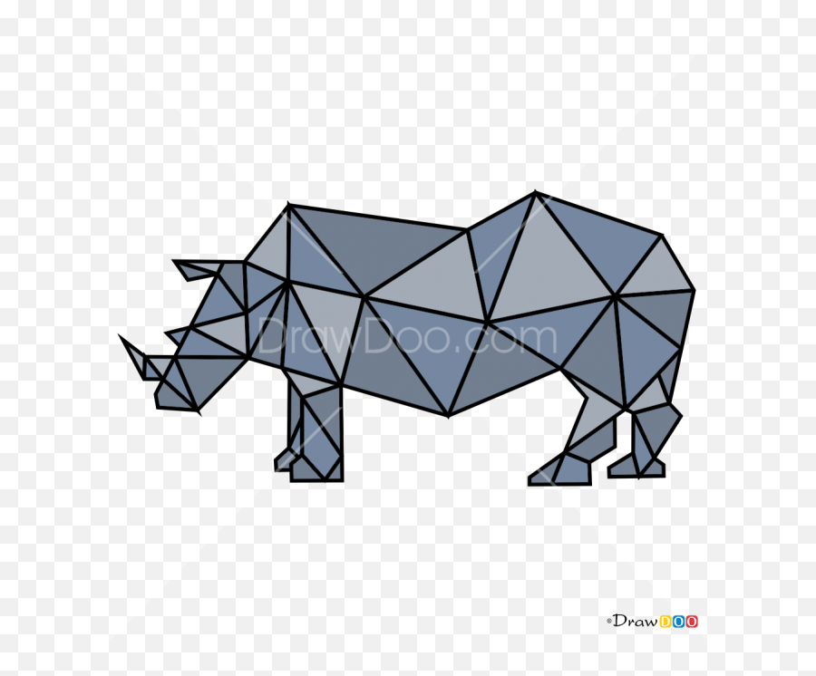How To Draw Rhino Geometric Animals - Geometric Animal Rhino Emoji,Rhino Emoji