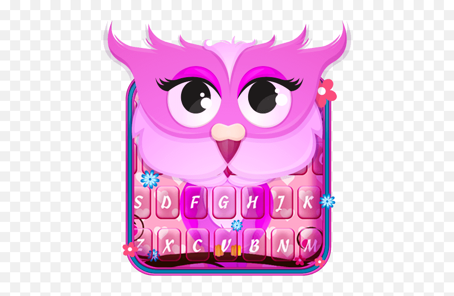 Pink Owl Emoji Keyboard Theme - Cartoon,Owl Emoticon