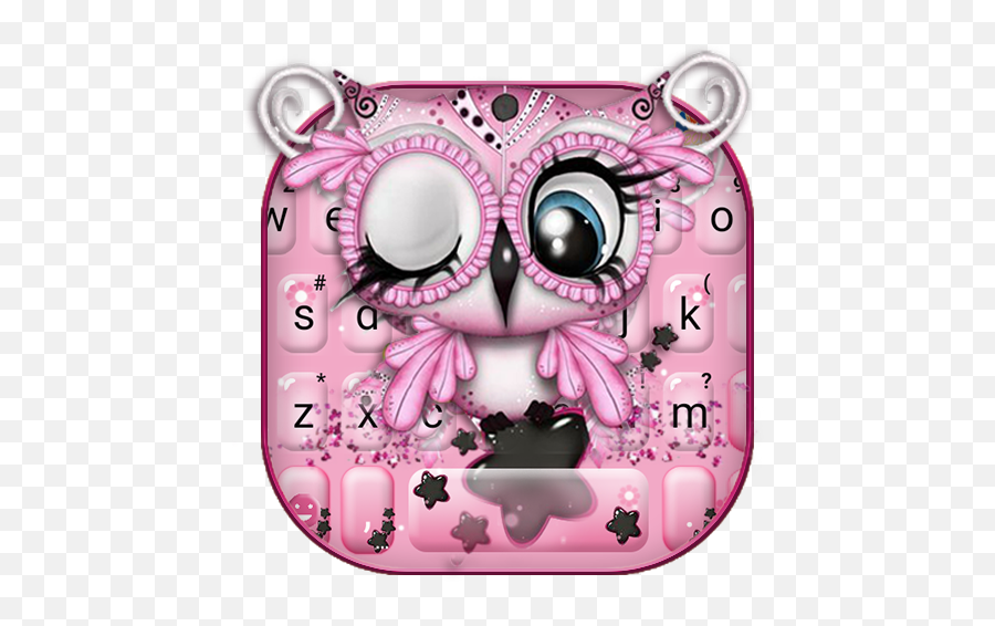 Pretty Pinky Owl Keyboard Theme - Cartoon Cute Drawing Owl Emoji,Shark Emoji Copy And Paste