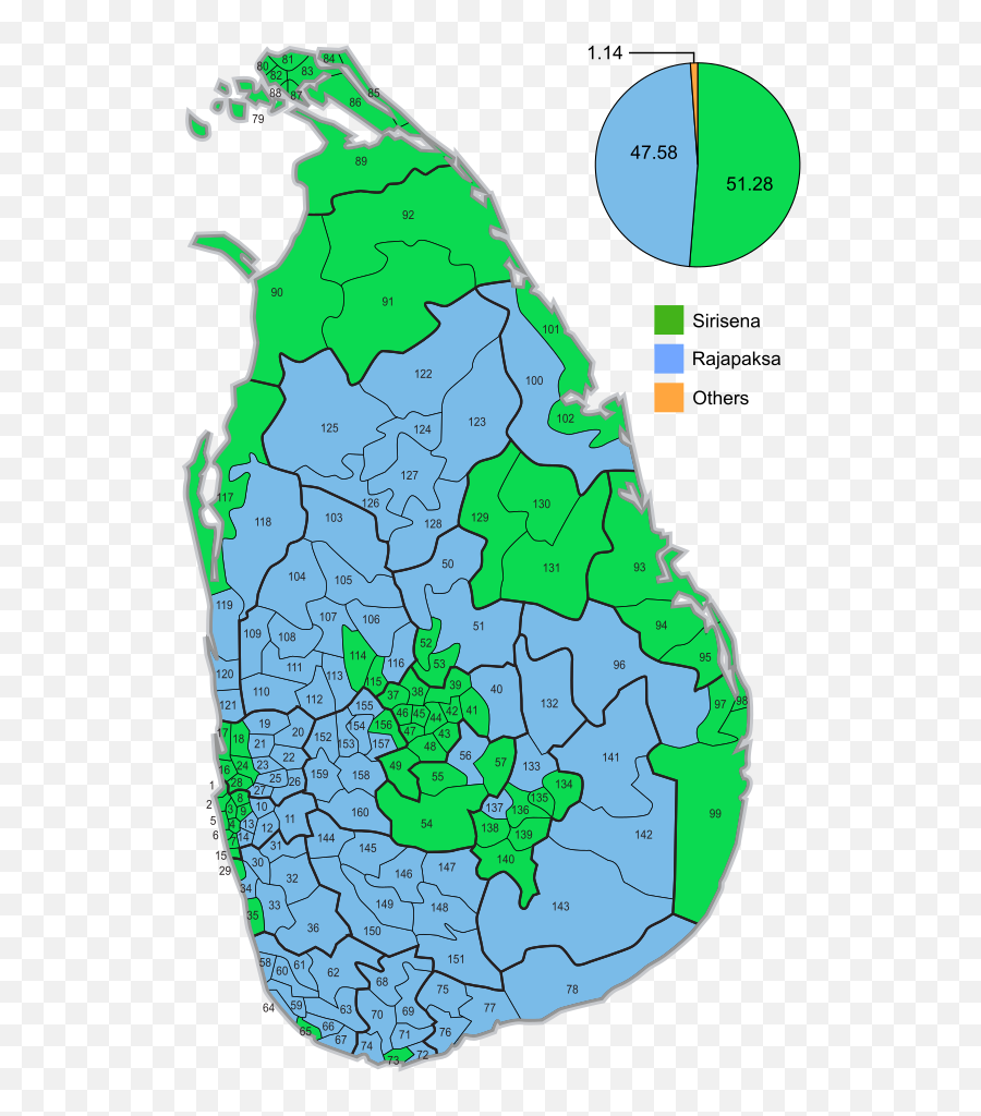 Wahlbezirkskarte Praesidentschaft Sri Lanka Presidential Election