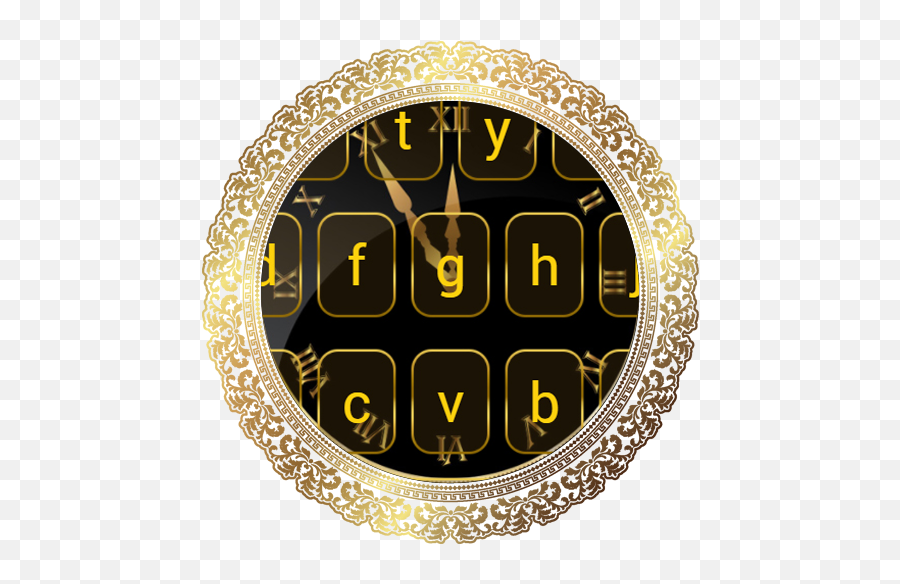 Shiny Luxury Golden Clock Keyboard Theme - Circle Emoji,Gold Emoji Keyboard