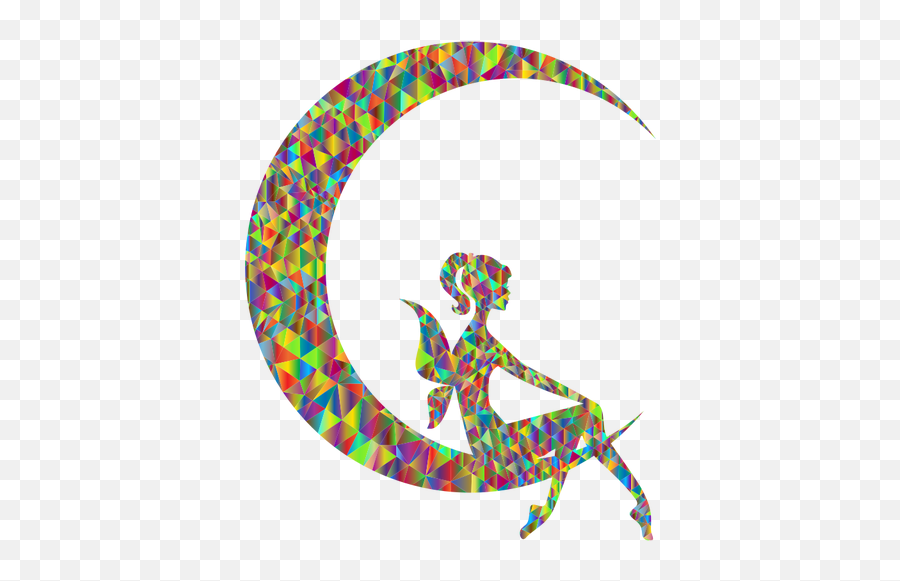 Colorful Moon And Fairy - Silhouette Fairy On Moon Emoji,Crescent Moon And Star Emoji