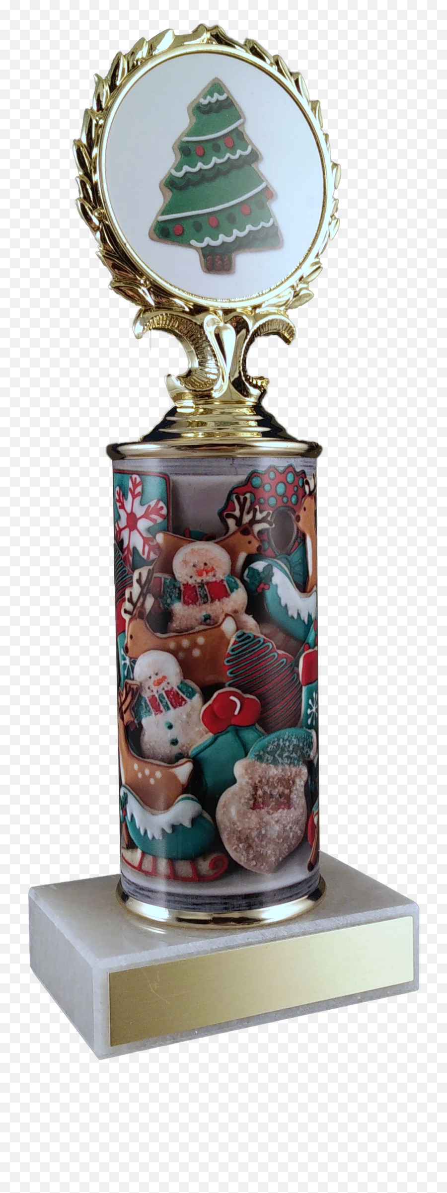 Christmas Cookie Column Trophy On Marble - Christmas Trophy Emoji,Trophy Emoji Transparent