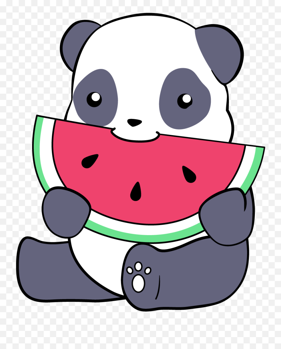 Cute Panda Eating Watermelon - Cartoon Cute Watermelon Drawing Emoji,Eating Emoji Png