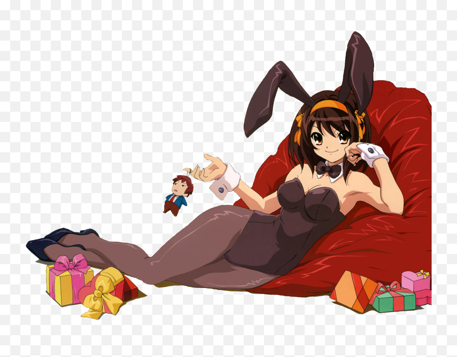 Manga Boy Clipart Bunny Outfit - Haruhi Suzumiya Bunny Png Haruhi Suzumiya Bunny Emoji,Boy Emoji Outfit