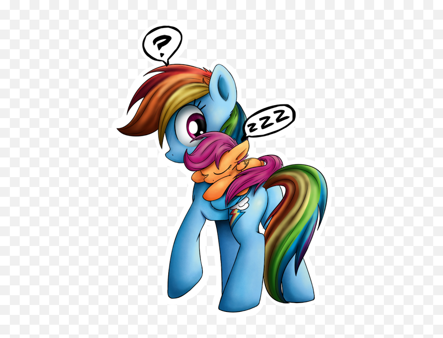 Cute Pony Pictures - Mlp Rainbow And Scootaloo Sleeping Emoji,Zzz And Bugs Emoji