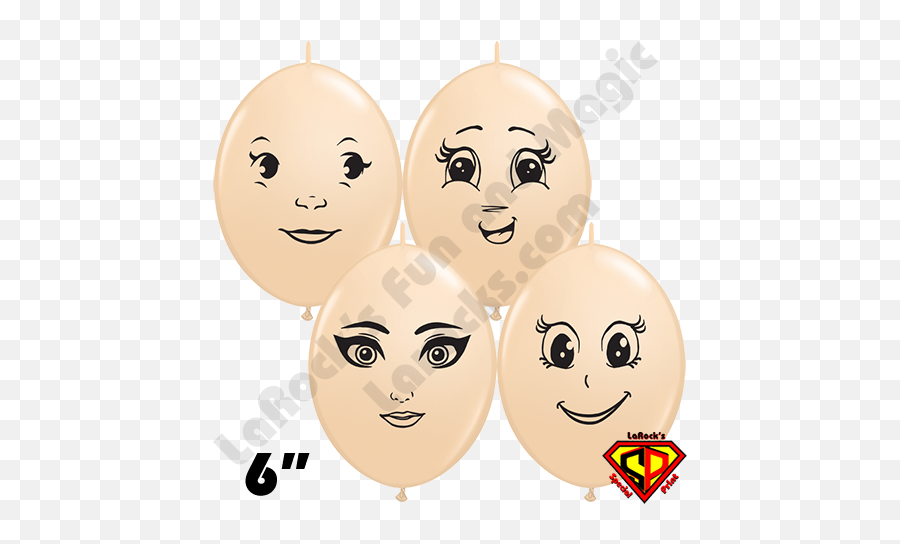 6 Inch Quick Link Sweetie Face Blush Assortment Qualatex 50ct - Cartoon Emoji,Blush Emoticon
