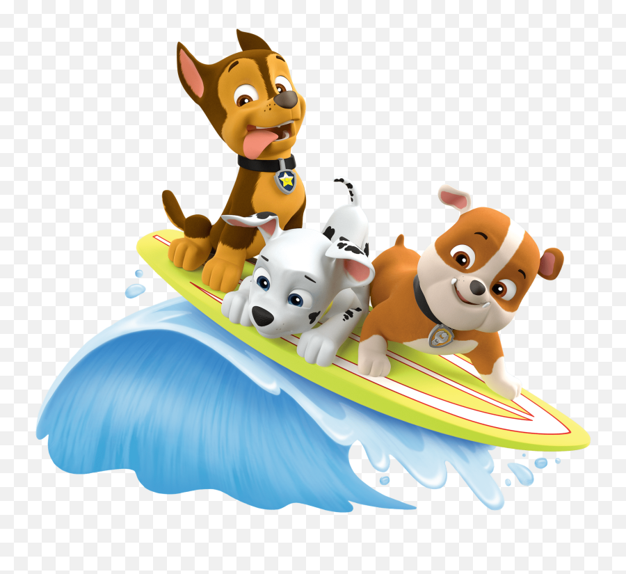 Surf With Rubble Marshall Paw Patrol Clipart Png - Paw Patrol Pool Party Png Emoji,Surf Emoji