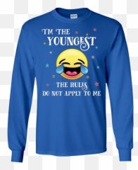 Youngest Childs Emoji Funny No Rules Sister Brother - Stranger Things Ugly Christmas Sweater,Sister Emoji